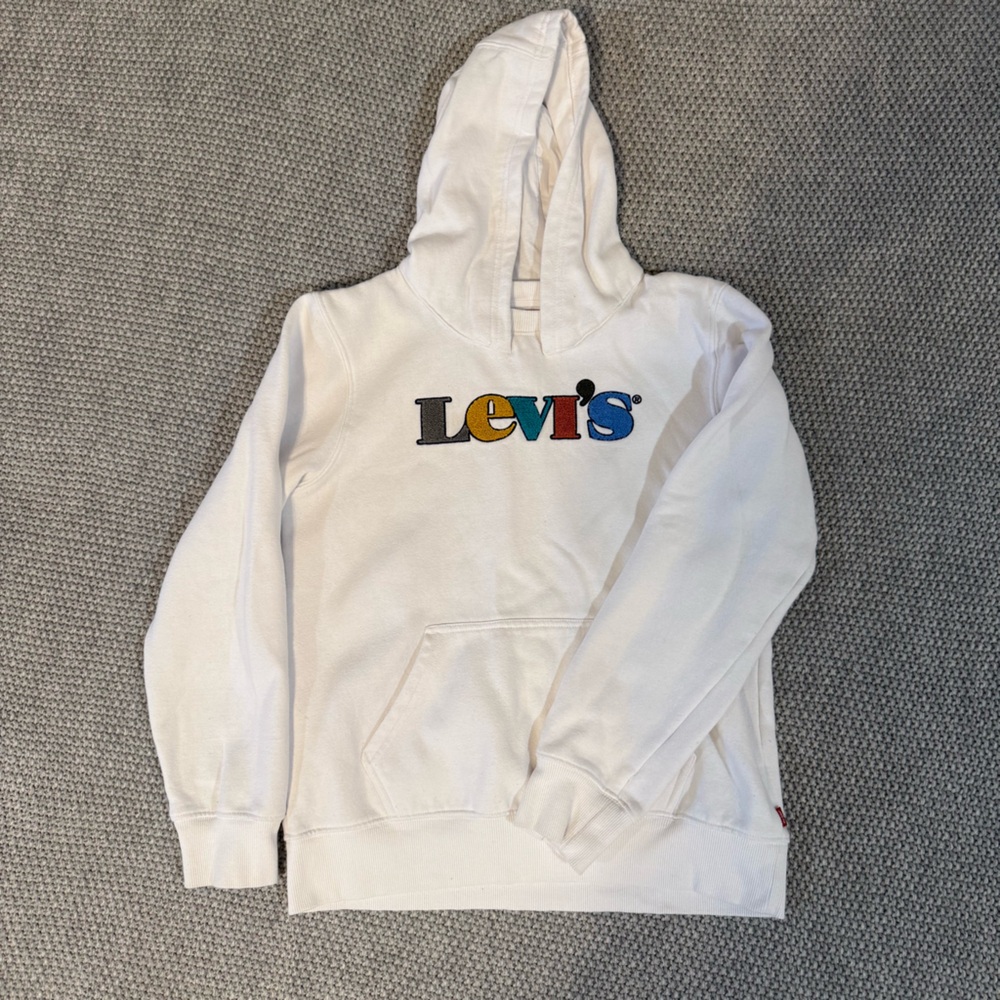 Levi's White Hoodie with Multicolor Logo